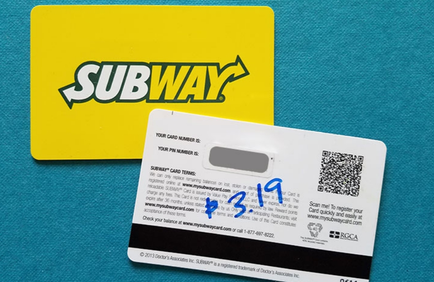 Subway Gift Card Balance Without Registering