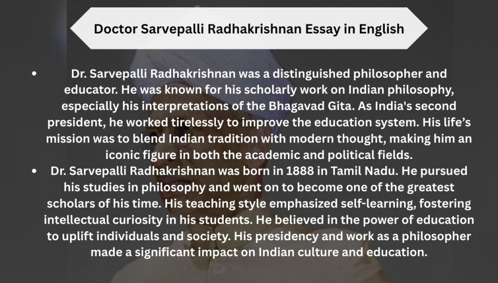 Doctor Sarvepalli Radhakrishnan Essay in English
